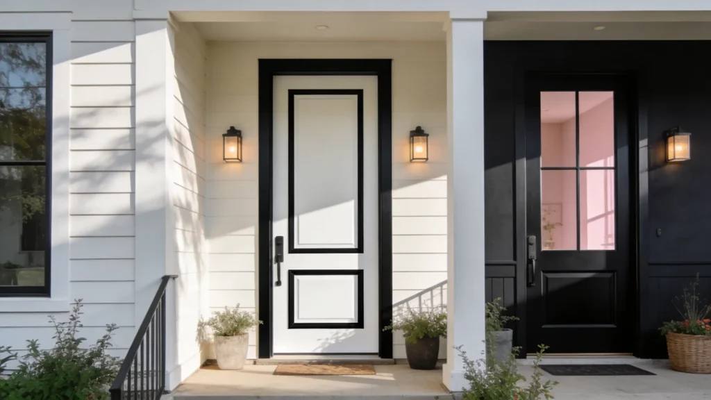 Front Door Painting Ideas Including White Doors, Black Finishes, And Two Tone Styles